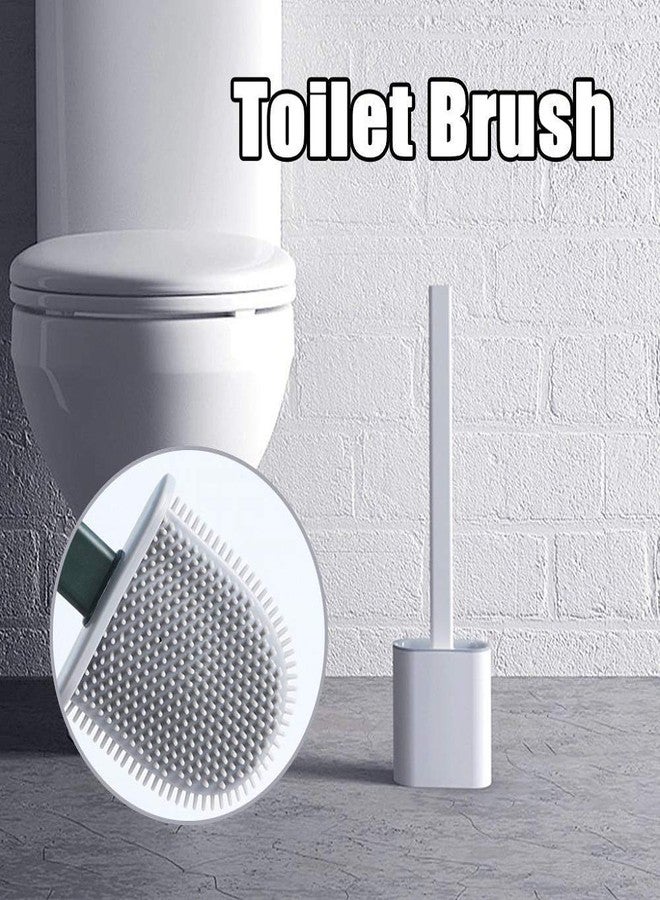 Kproxi Silicon Toilet Brush with Slim Holder Flex Toilet Brush Anti-drip Set Toilet Bowl Cleaner Brush, No-Slip Long Handle Soft Silicone Bristle Clean Toilet Corner Easily, Wall Mounting, Multi color - Image 2